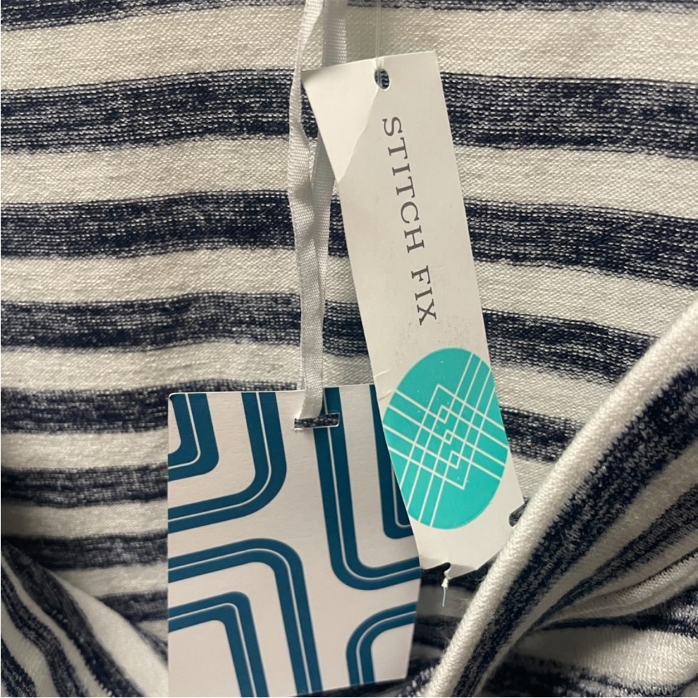 Market & Spruce Navy and White Striped Pencil Skirt - Picture 6 of 6